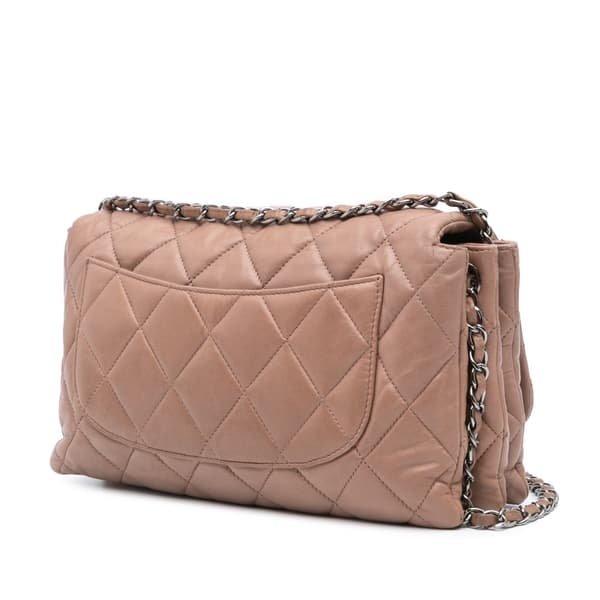 Pre-owned Chanel Quilted Lambskin 3 Accordion Flap Brown