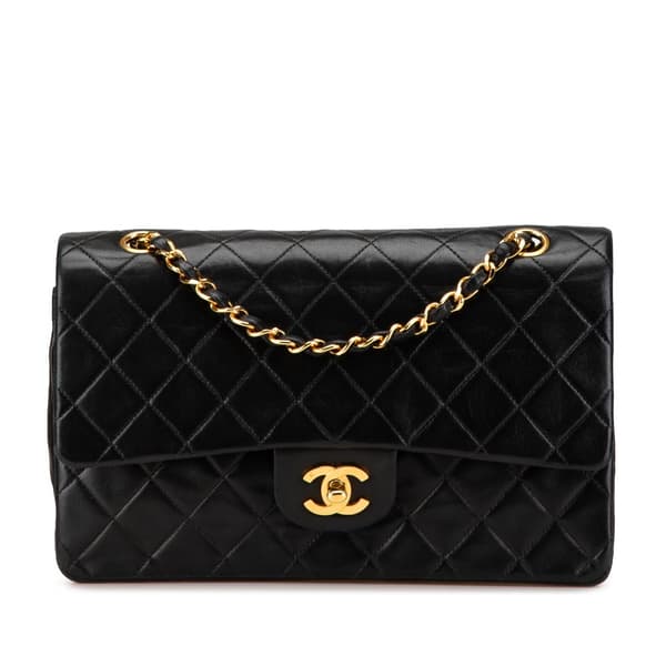 Pre-owned Chanel Medium Classic Lambskin Double Flap Black