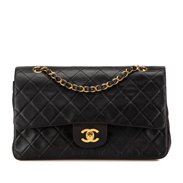 Pre-owned Chanel Medium Classic Lambskin Double Flap Black