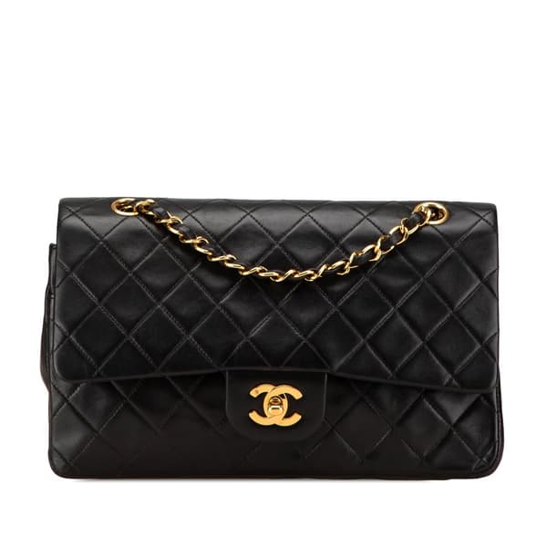 Pre-owned Chanel Medium Classic Lambskin Double Flap Black