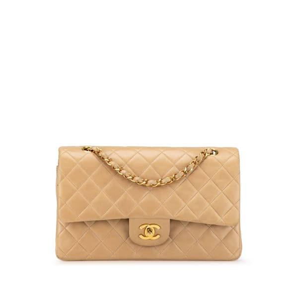 Pre-owned Chanel Medium Classic Lambskin Double Flap Brown