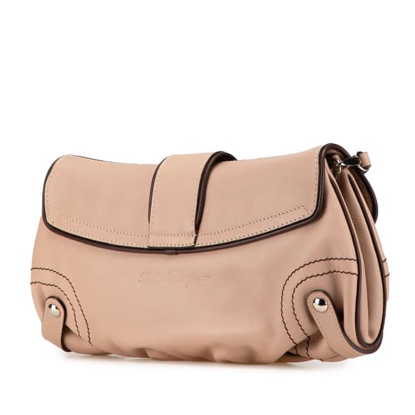 Pre-owned Ferragamo Leather Flap Shoulder Bag Pink