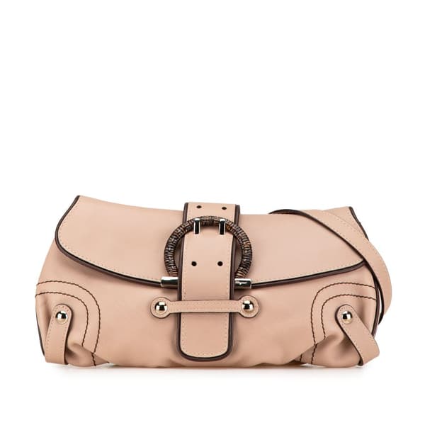 Pre-owned Ferragamo Leather Flap Shoulder Bag Pink
