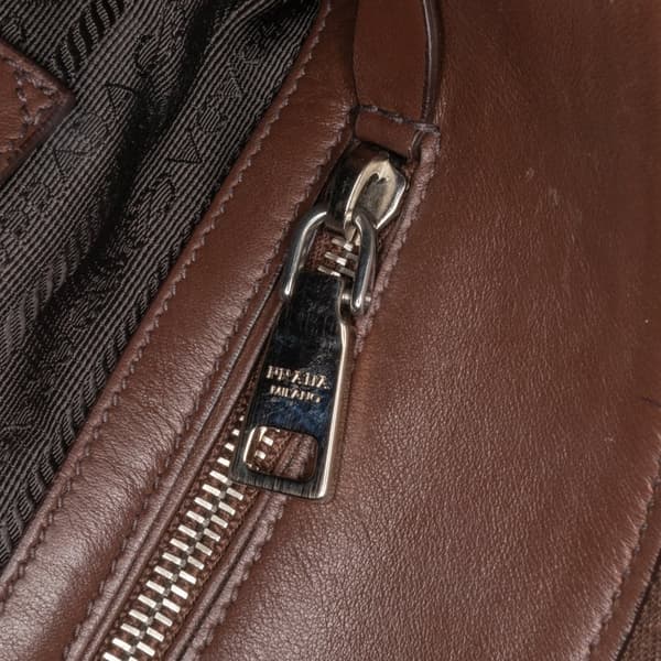 Pre-owned Prada Soft Calf Side Zip Hobo Brown