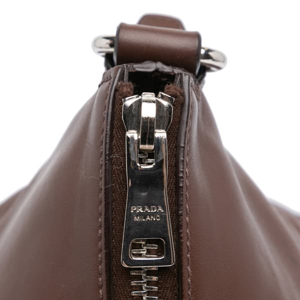 Pre-owned Prada Soft Calf Side Zip Hobo Brown
