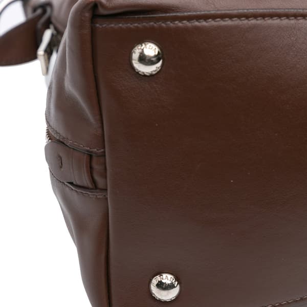 Pre-owned Prada Soft Calf Side Zip Hobo Brown