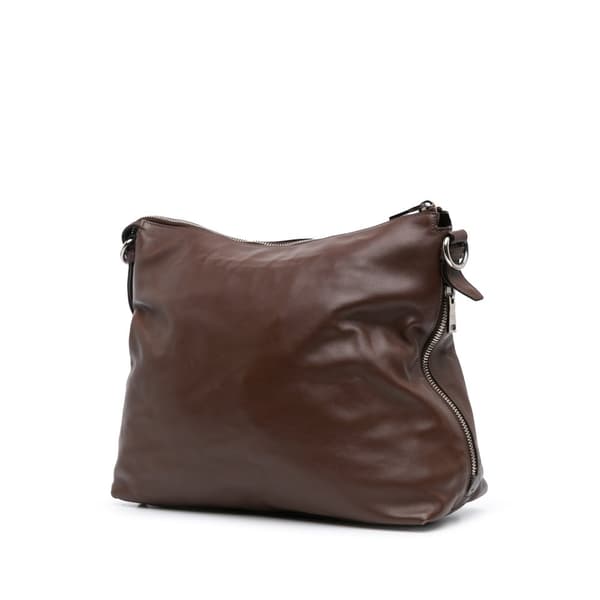 Pre-owned Prada Soft Calf Side Zip Hobo Brown