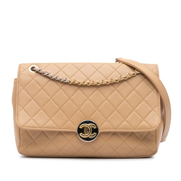 Pre-owned Chanel Small Quilted Calfskin Turn and Lock Flap Brown