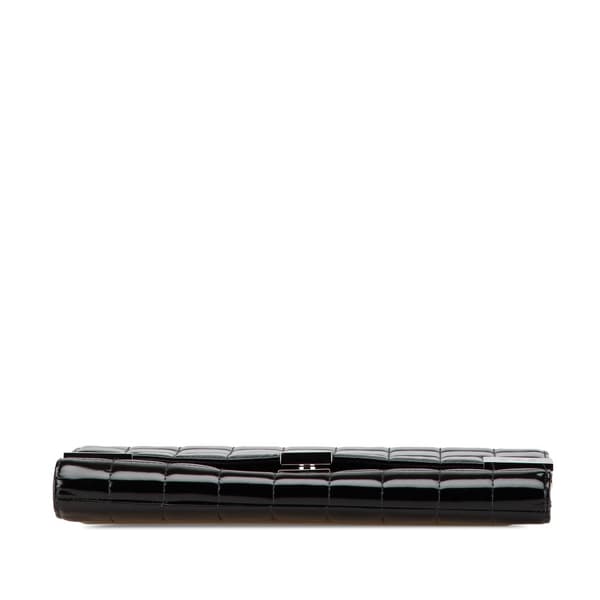 Pre-owned Chanel CC Chocolate Bar Patent Clutch on Chain Black