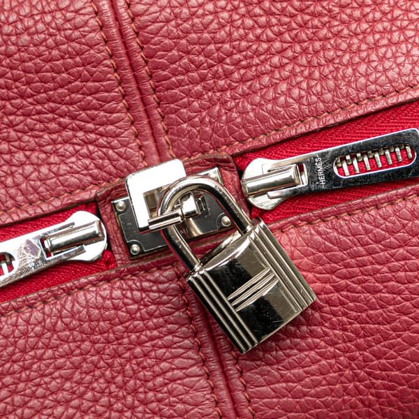 Pre-owned Hermès Clemence Victoria II 35 Red