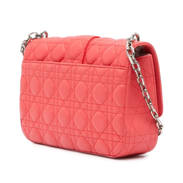 Pre-owned Dior Medium Lambskin Cannage Miss Dior Flap Pink