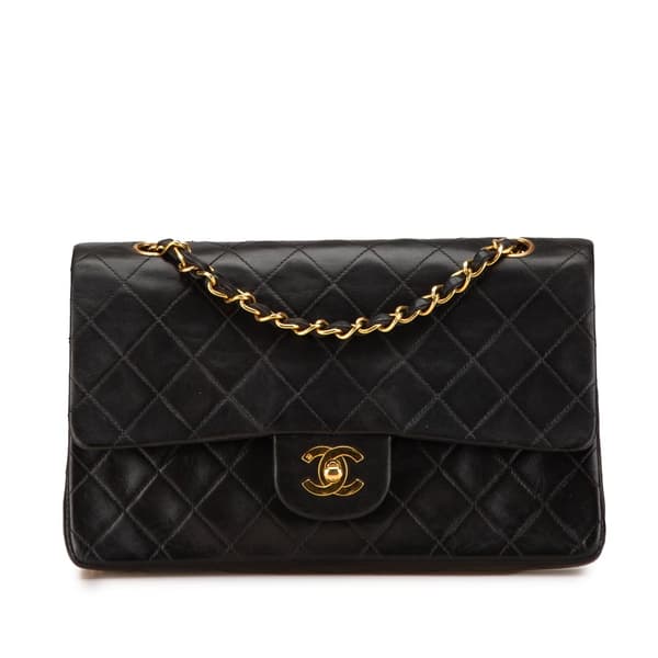 Pre-owned Chanel Medium Classic Lambskin Double Flap Black