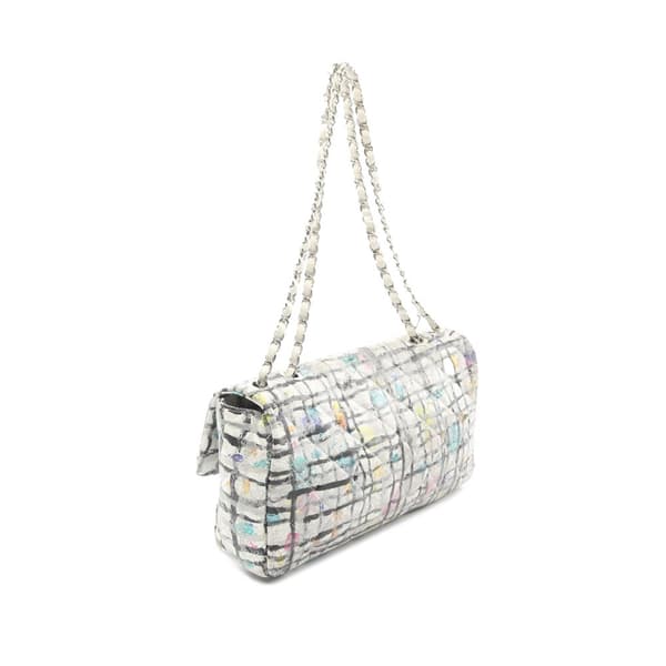 Pre-owned Chanel Medium Calfskin Hand Painted Graffiti Flap White