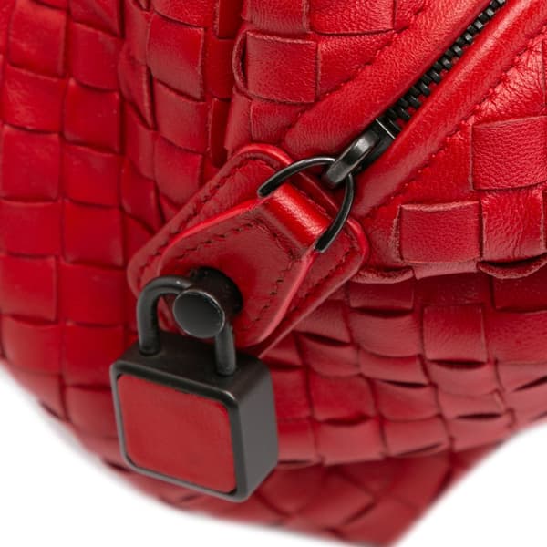 Pre-owned Bottega Veneta Intrecciato Montaigne Shoulder Bag Red