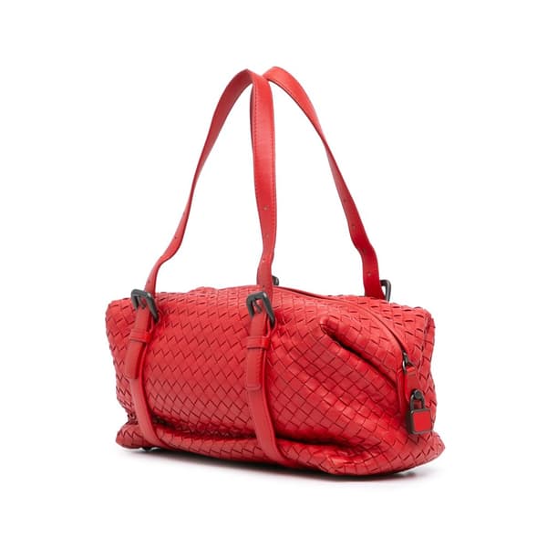 Pre-owned Bottega Veneta Intrecciato Montaigne Shoulder Bag Red
