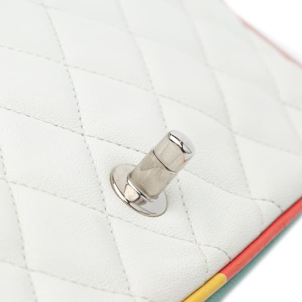 Pre-owned Chanel Medium Quilted Lambskin Acrylic Cuba Color Flap White