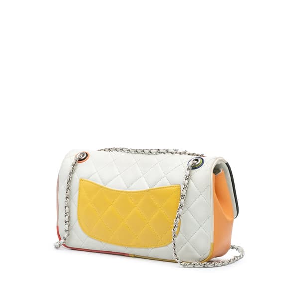Pre-owned Chanel Medium Quilted Lambskin Acrylic Cuba Color Flap White