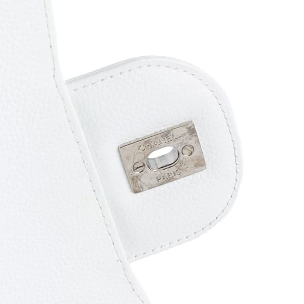 Pre-owned Chanel Jumbo Classic Caviar Double Flap White