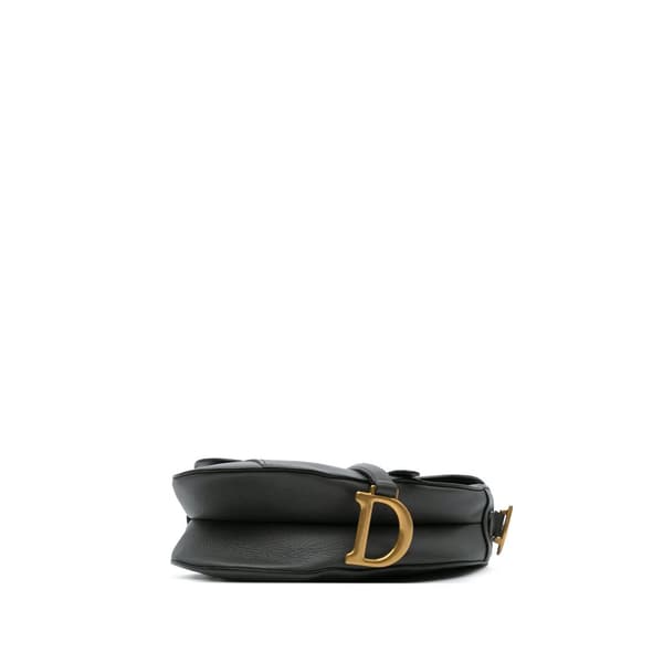 Pre-owned Dior Leather Saddle Bag Black