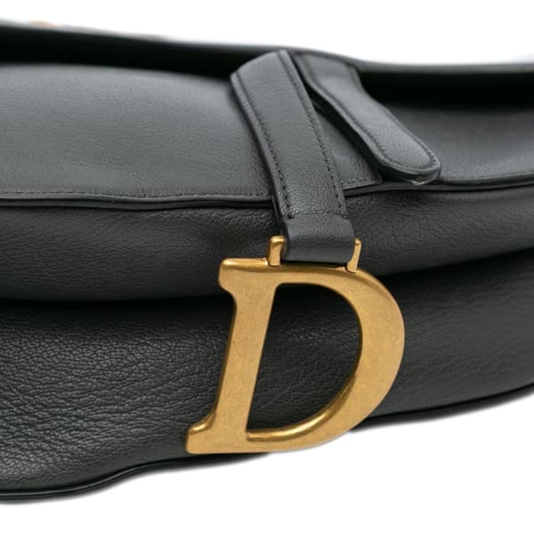 Pre-owned Dior Leather Saddle Bag Black