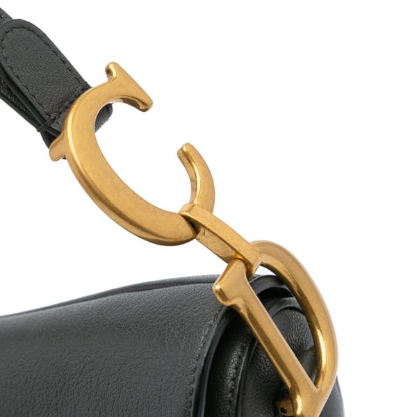 Pre-owned Dior Leather Saddle Bag Black