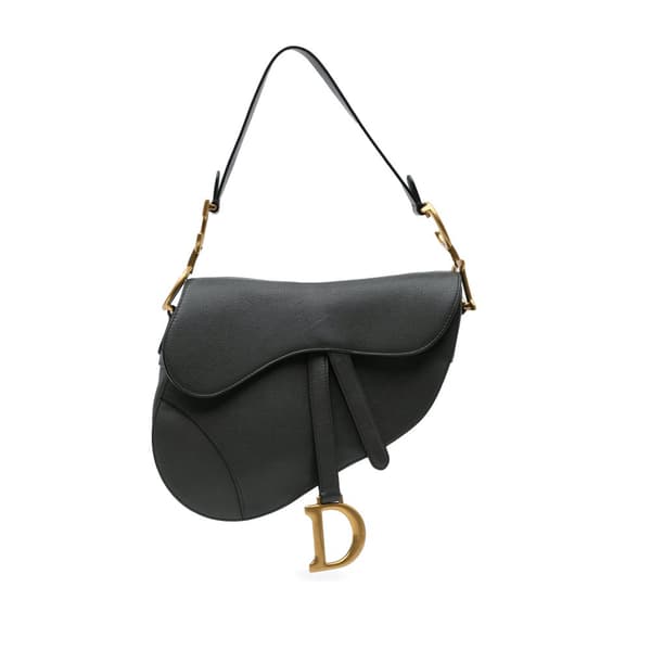 Pre-owned Dior Leather Saddle Bag Black