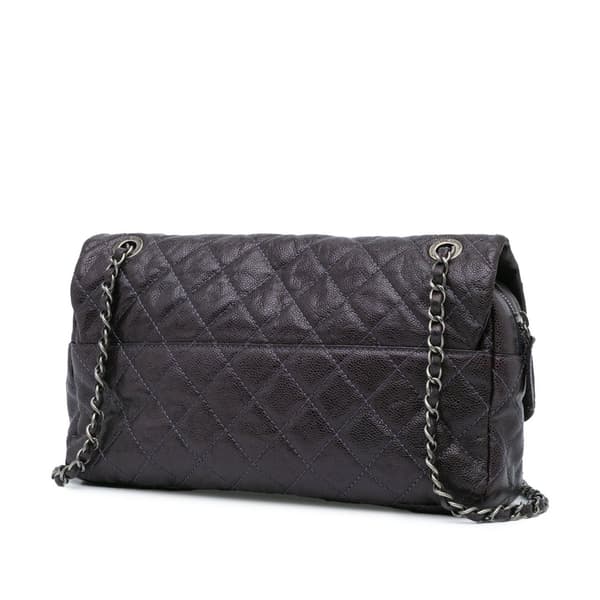 Pre-owned Chanel Jumbo Quilted Caviar Easy Flap Bag Purple