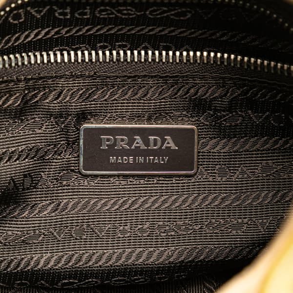 Pre-owned Prada Suede Trimmed Leather Color Block Moon Shoulder Bag Brown