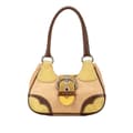 Miniatyrbild 1 av 10: Pre-owned Prada Suede Trimmed Leather Color Block Moon Shoulder Bag Brown