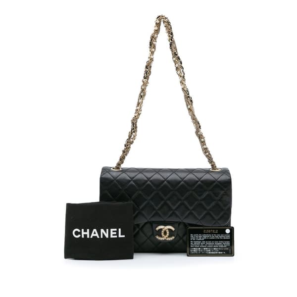 Pre-owned Chanel Medium Quilted Lambskin Westminster Pearl Flap Black