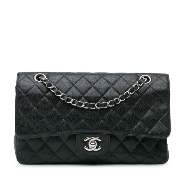 Pre-owned Chanel Medium Classic Caviar Double Flap Black