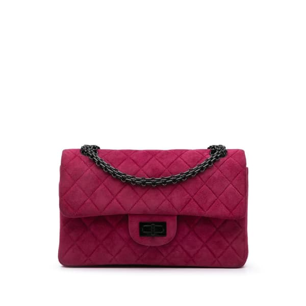 Pre-owned Chanel Reissue 2.55 Quilted Velvet Double Flap 225 Pink