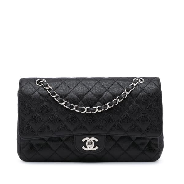 Pre-owned Chanel Medium Classic Caviar Double Flap Black