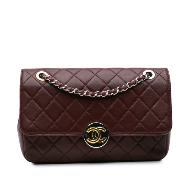 Pre-owned Chanel CC Quilted Lambskin Single Flap Red