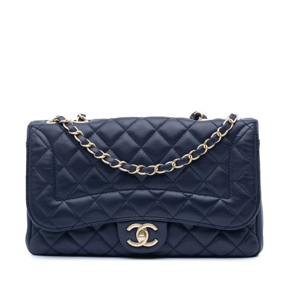 Pre-owned Chanel Medium Quilted Lambskin Mademoiselle Chic Flap Blue