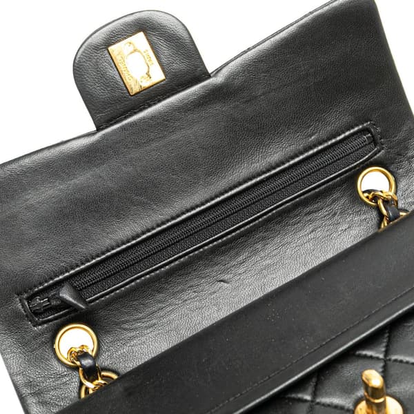 Pre-owned Chanel Small Classic Lambskin Double Flap Black
