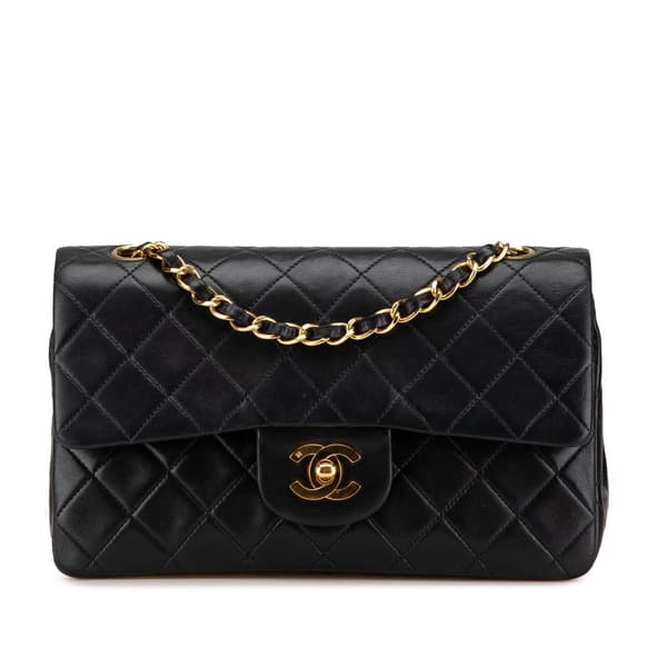Pre-owned Chanel Small Classic Lambskin Double Flap Black