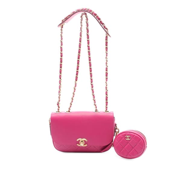 Pre-owned Chanel Quilted Calfskin Multi Pouching Flap Pink