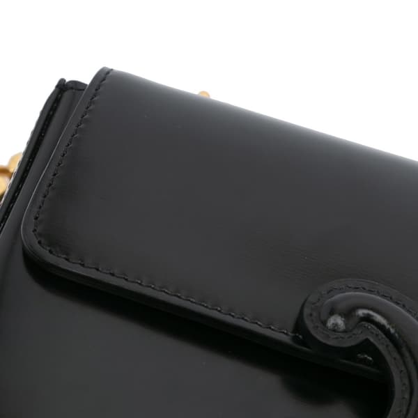 Pre-owned Celine Shiny Calfskin Claude Chain Shoulder Bag Black