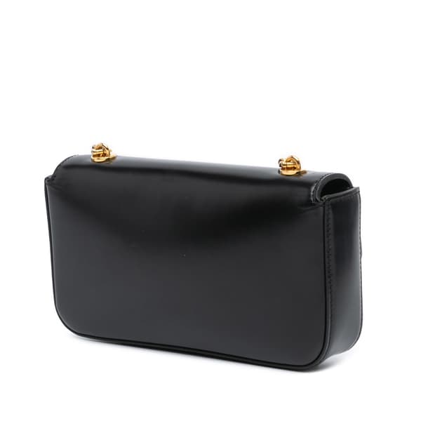 Pre-owned Celine Shiny Calfskin Claude Chain Shoulder Bag Black