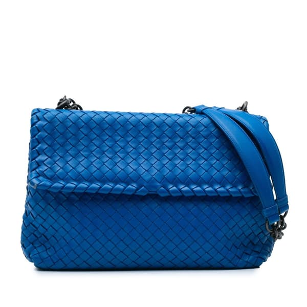 Pre-owned Bottega Veneta Medium Nappa Intrecciato Olimpia Shoulder Bag Blue