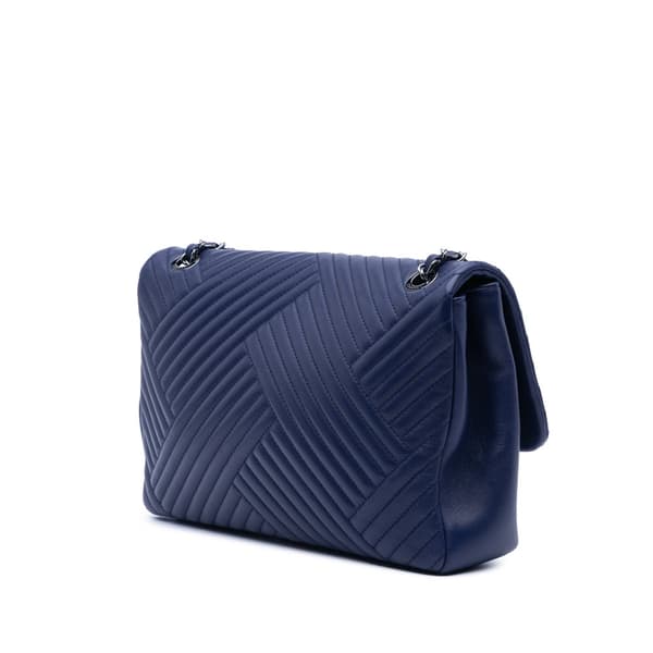 Pre-owned Chanel Large Lambskin CC Crossing Flap Blue