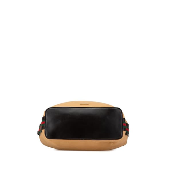 Pre-owned Gucci Web Canvas Shoulder Bag Brown