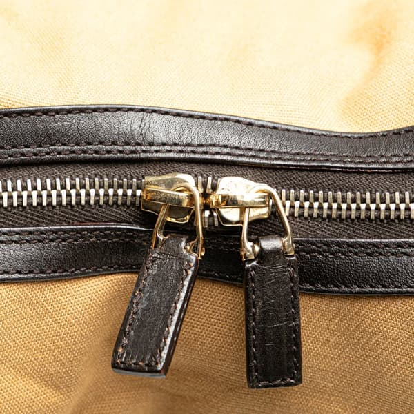 Pre-owned Gucci Web Canvas Shoulder Bag Brown