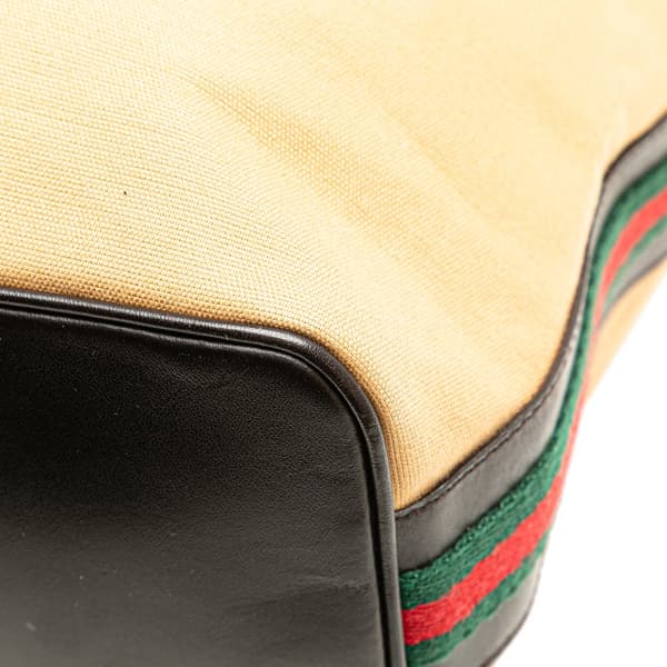 Pre-owned Gucci Web Canvas Shoulder Bag Brown