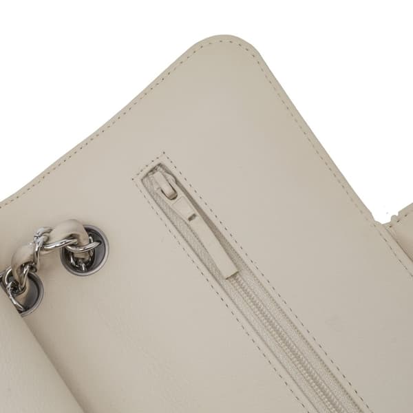 Pre-owned Chanel Small Classic Chevron Lambskin Double Flap White