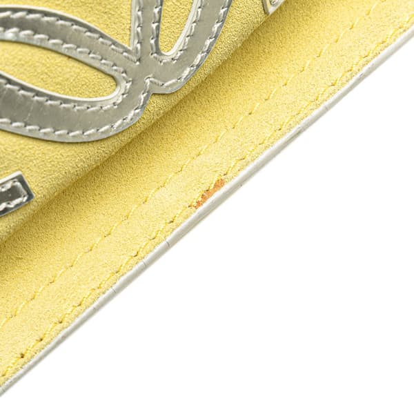 Pre-owned LOEWE Anagram Suede Shoulder Bag Yellow