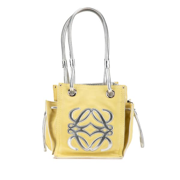 Pre-owned LOEWE Anagram Suede Shoulder Bag Yellow