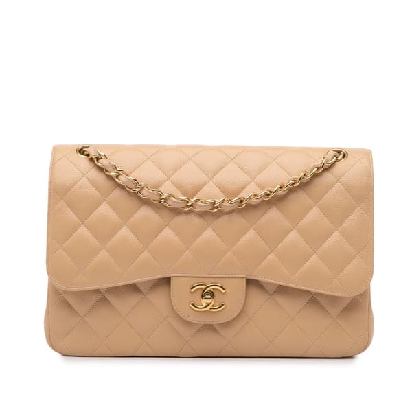 Pre-owned Chanel Jumbo Classic Caviar Double Flap Brown
