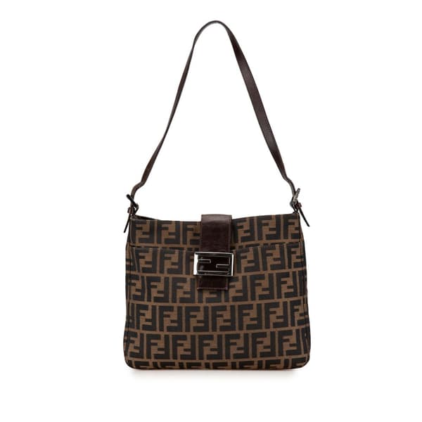 Pre-owned Fendi Zucca Canvas Shoulder Bag Brown